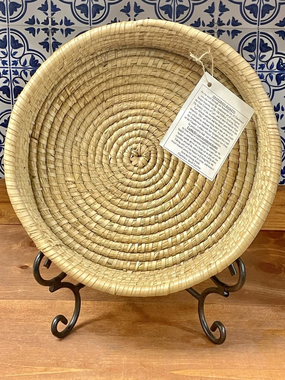 Vtg Handwoven Basket Bundle of 2 Sweetgrass Geometric Star Folk Art Boho Deco